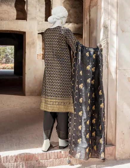 BLACK LAWN UNSTITCHED 3PC JLAWN-S-23-237 - Image 3