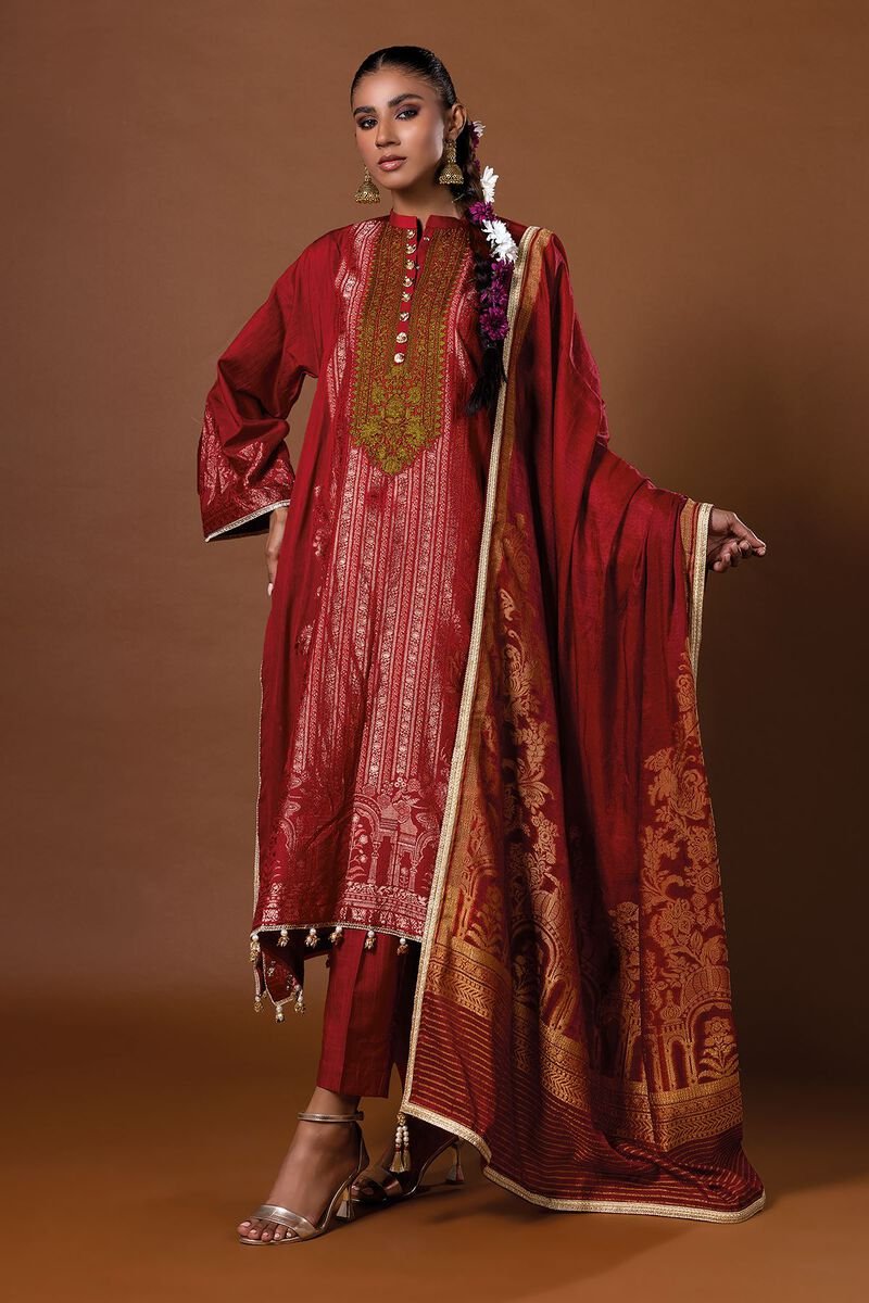 Rusty Red Premium Jacquard Printed