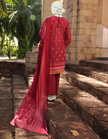 MAROON LAWN UNSTITCHED 3PC JLAWN-S-23-110 BLACKHERITAGE - Image 2