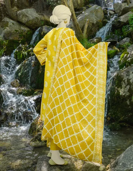 YELLOW CAMBRIC UNSTITCHED 3PC JJLS-W-JWU-23-1800 - Image 3