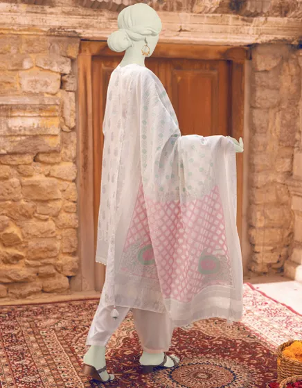 OFF WHITE JACQUARD UNSTITCHED 3PC JLAWN-S-23-323 - Image 4