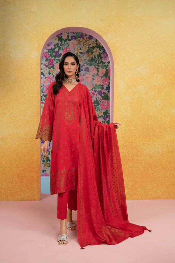 3 Piece - Embroidered Jacquard Suit - 42301777 - Image 4