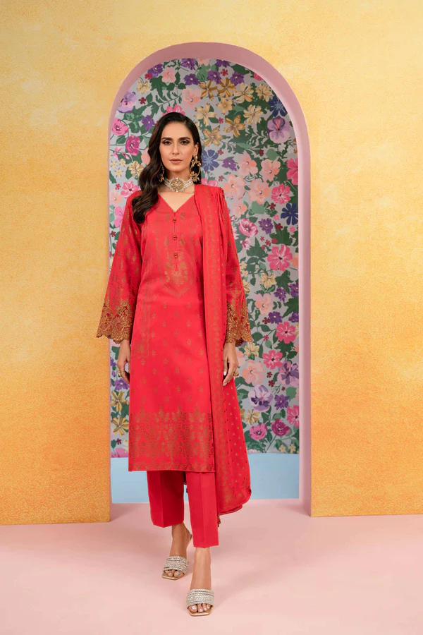 3 Piece - Embroidered Jacquard Suit - 42301777 - Image 2