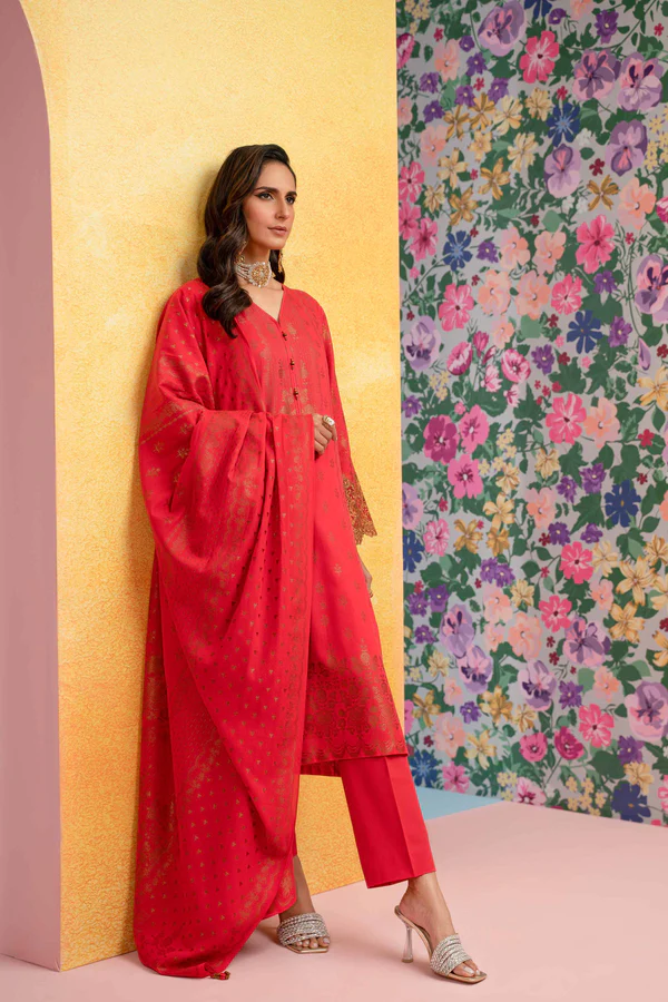 3 Piece - Embroidered Jacquard Suit - 42301777 - Image 7
