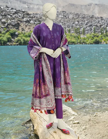 VIOLET CAMBRIC UNSTITCHED 3PC JJLS-W-JW-23-1733