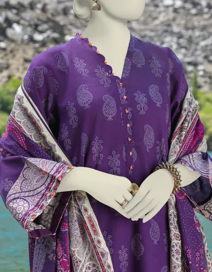 VIOLET CAMBRIC UNSTITCHED 3PC JJLS-W-JW-23-1733 - Image 3