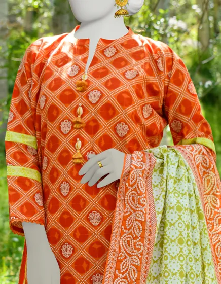 MULTICOLOR CAMBRIC UNSTITCHED 3PC JJLS-W-JWU-23-1769 - Image 2