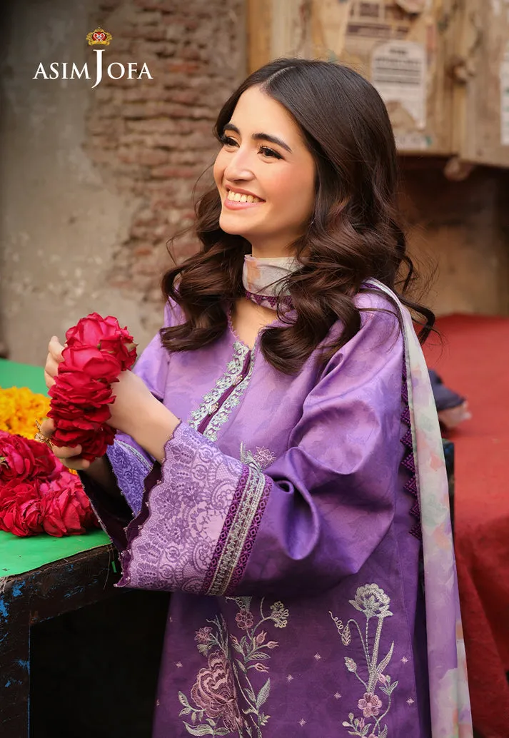 Asim Jofa AJUBUD-07 purple embroidered lawn 3-piece Pakistani suit