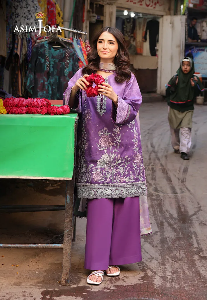 Asim Jofa AJUBUD-07 purple embroidered lawn 3-piece Pakistani suit