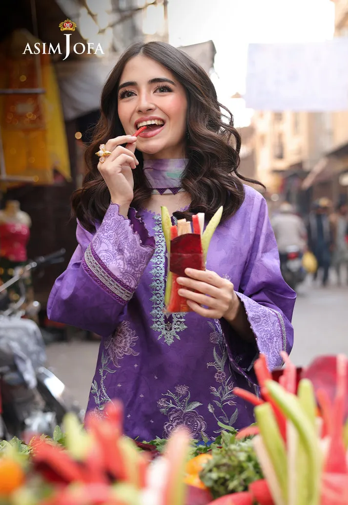 Asim Jofa AJUBUD-07 purple embroidered lawn 3-piece Pakistani suit