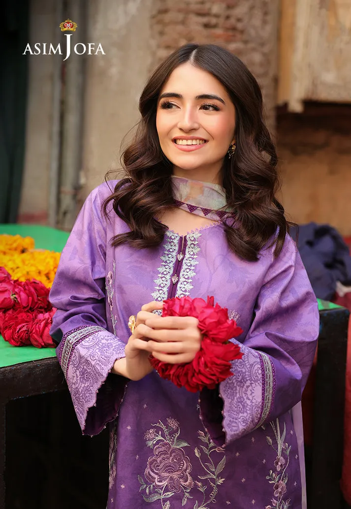 Asim Jofa AJUBUD-07 purple embroidered lawn 3-piece Pakistani suit